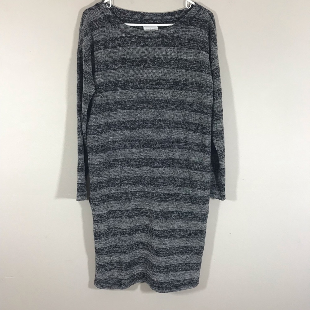 Lou & Grey heather gray striped dress size medium
